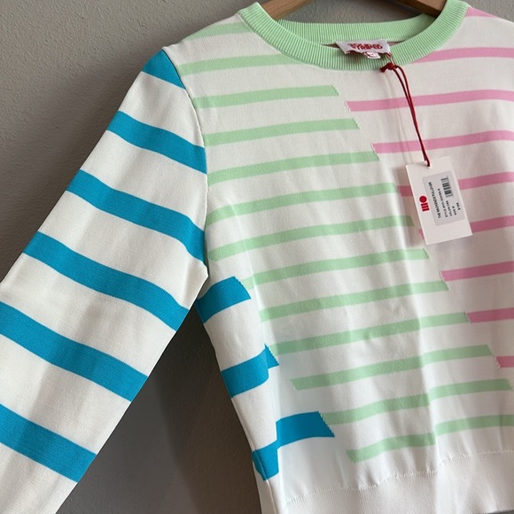 NWT Solid & Striped The Mackenzie Pullover Sweater Pink/White/Green/Blue Medium - Picture 7 of 12